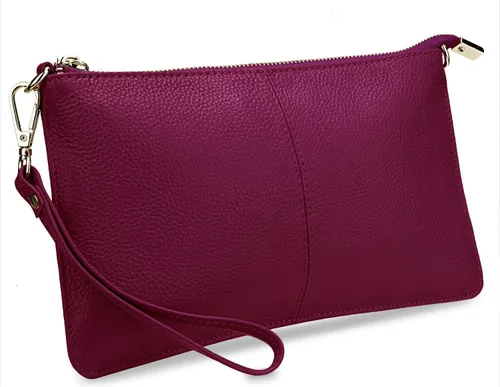 Vista 26 de YALUXE Women's Genuine Leather Wristlet Handbags Purses Clutch Wallet Bag 1- Correa de cuero blanco