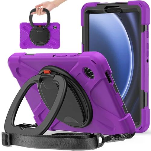 Vista 132 de 360 Rotation Case for Galaxy Tab ActivePro/Tab Active4 Pro/Active 5 Pro 10.1" Sturdy Cover Rotate Ring Stand Shoulder Carrying Strap Hand Strap