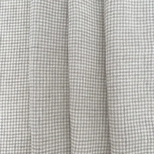 Vista 6 de Tela de lino Seersucker Gingham Check 7328 7329 Beige