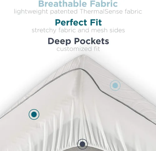 Vista 4 de Tempur-Pedic Protect - Protector de colchón impermeable, individual, color blanco