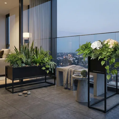 Vista 2 de Cocoyard - Maceta elevada – Cama de jardín elevada duradera con agujeros de drenaje para plantas altas, hierbas y flores, maceta rectangular