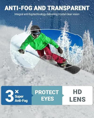 Vista 3 de OutdoorMaster - Gafas de esquí con cubierta, antivaho OTG para nieve/snowboard La cubierta integrada ayuda a proteger la lente, con ajuste OTG