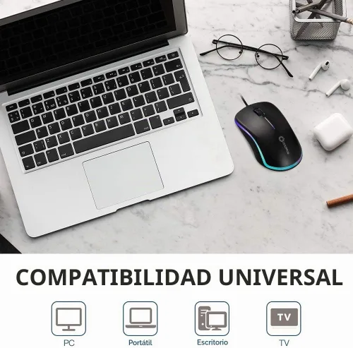 Vista 8 de COOLERPLUS FC112 - Mouse óptico USB con cable para computadora con fácil clic para oficina y hogar, 1000 DPI, premium y portátil, compatible con PC