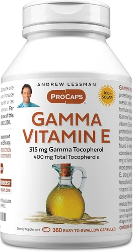 Vista 10 de ANDREW LESSMAN Vitamina E gamma 30 cápsulas blandas - 315 mg de tocoferol gamma, vitamina E protectora. Cuatro formas de tocoferoles naturales