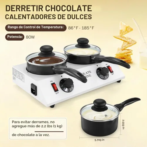Vista 2 de 80W - Olla eléctrica de chocolate Máquina de temple dual