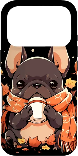 Vista 30 de French Bulldog Fall Autumn Pumpkin Spice Latte Frenchie Dog Case for iPhone 17