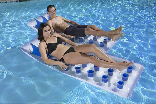 Vista 5 de Poolmaster Flotador inflable clásico francés de bolsillo para piscina, para adultos, color azul