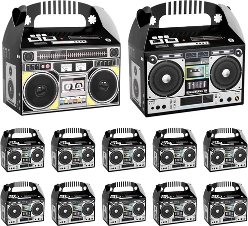 Vista 8 de 12 piezas de decoraciones de fiesta de hip hop, decoraciones de fiesta de los años 80 y 90, cajas de recuerdo novedosas, caja de regalo de radio