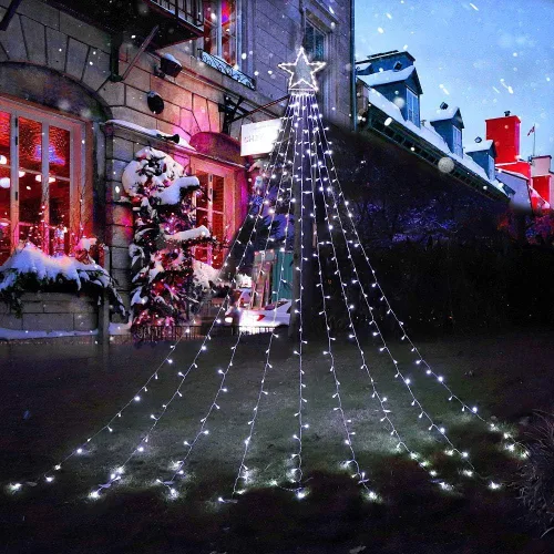 Vista 3 de Tiras de luces con estrella para decoración de Navidad al aire libre, 320 LED, 16.4 pies, luces de Navidad [8 modos y resistente al agua]
