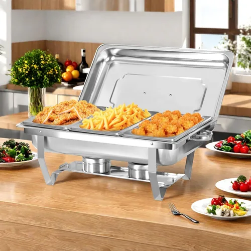 Vista 6 de Juego de Platos de Roce para Buffet de Jacgood, Platos de Roce de 8QT de Alta Calidad para Buffet, Juegos de Platos de Roce y Calentadores de Buffet