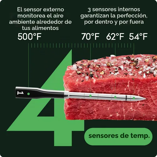 Vista 3 de CHEF iQ Sense - Termómetro inalámbrico inteligente para carne con 2 sondas ultrafinas, termómetro Bluetooth para carne de rango ilimitado