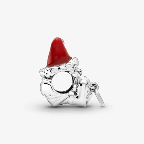Vista 3 de PANDORA Abalorio de Papá Noel sentado y regalo, Metal, circonita