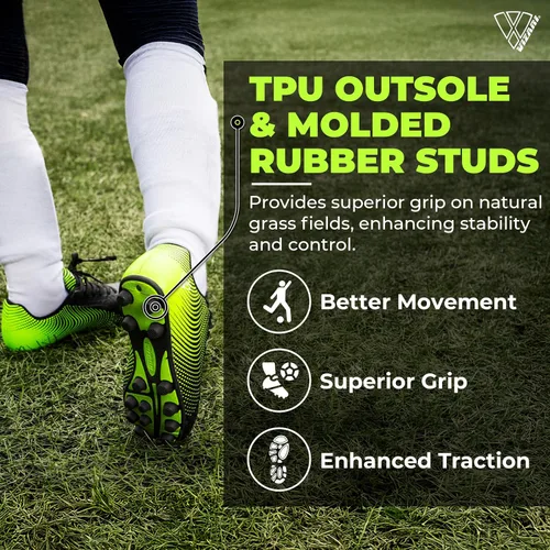 Vista 5 de Vizari USA Stealth - Botines de fútbol para niños y niñas, zapatos deportivos de fútbol para exteriores para niños pequeños, niños grandes, ligeros