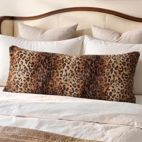 Vista 14 de CARRIE HOME Almohadas de Cuello de Microcuentas con Estampado de Leopardo Cilíndricas Tipo Puff Suaves - Almohada Pequeña de Rollo para Brazo y 12 x