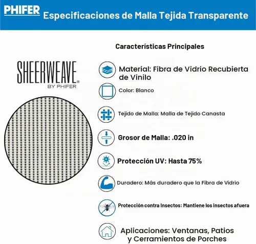 Vista 7 de Phifer SheerWeave - Pantalla solar de malla para ventanas, 75% de sombra, rollo de pantalla solar de ahorro de energía de 48 x 10 pies