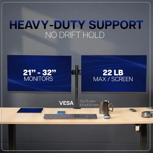 Vista 6 de VIVO Soporte de escritorio con LED LCD dual de 21 a 32 pulgadas, resistente, brazos telescópicos ajustables, configuración de pared empotrada, se