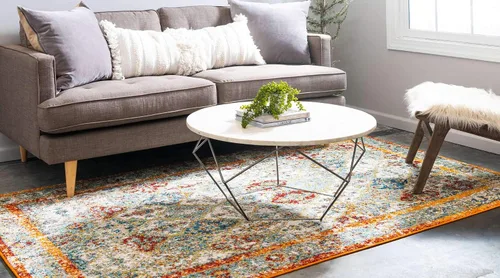 Vista 2 de Unique Loom - Alfombra estilo tradicional de Rosso Collection, Polipropileno, Beige/anaranjado