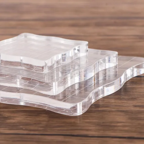Vista 6 de Briartw Kit de bloques de sello de acrílico transparente con líneas de rejilla, 3 piezas de bloque de sello acrílico, juego de herramientas de 3