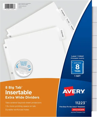 Vista 12 de Avery Separadores Insertables de Solapas Extra Anchas para Carpetas de 3 Anillos, Juego de 5 Solapas, Papel Blanco, Solapas Transparentes, Funciona