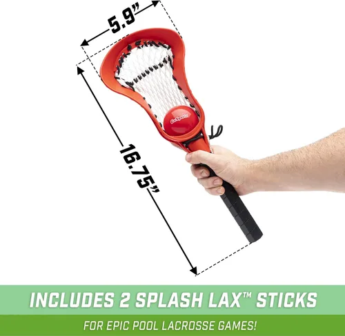 Vista 3 de GoSports Lacrosse - Juego de portería flotante para piscina, incluye portería de agua, 2 palos y 4 bolas suaves, color rojo