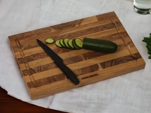 Vista 5 de Vesta Homes Tabla de Cortar de Madera de Fibra Final 15 x 10 pulgadas Tabla de Cortar y Servir/Bloque para Verduras, Frutas, Queso y Charcutería