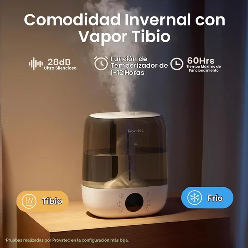 Vista 4 de Provirtec 6L Self-Cleaning Humidifier for Large Room, Warm & Cool Mist No-Leak Design, Easy Clean, Top Fill, 60H Runtime, Quiet Ultrasonic, Auto