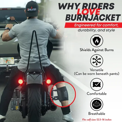 Vista 6 de BurnJacket Max - Funda protectora para tubo de escape de motocicleta contra quemaduras con protección de triple capa, se adapta a pantorrillas
