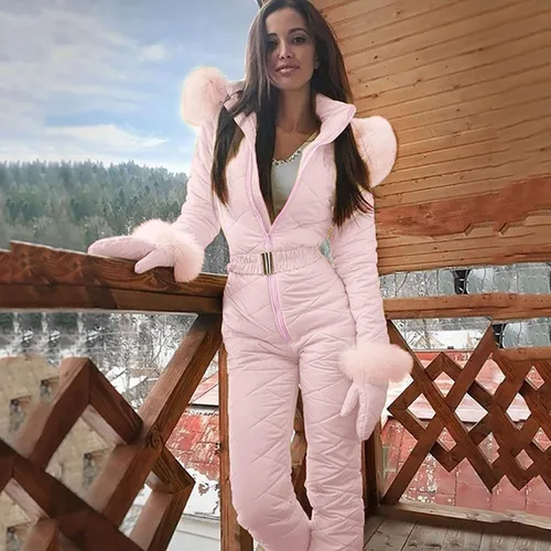 Vista 3 de Pantalones deportivos para mujer, a la moda, casual, gruesos, para snowboard, esquí, deportes al aire libre, con cremallera, traje de esquí