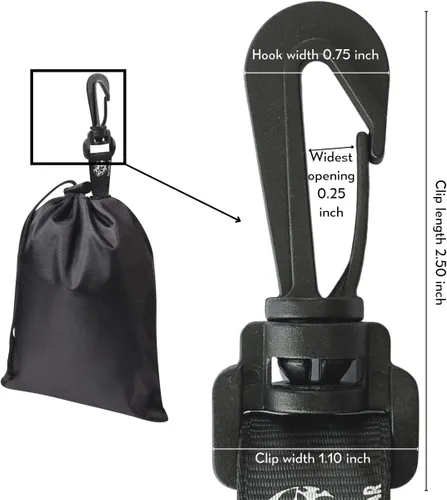 Vista 3 de PALTERWEAR Bolsa con cordón Cinch and Ditty Pouch con clip para viajes, armario, exteriores Juego de 5 (negro, 10 x 15 pulgadas), Negro -, Bolsa