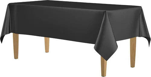 Vista 7 de Paquete de 14 manteles de plástico desechables rectangulares negros de 54 x 108 pulgadas - Cubiertas decorativas lisas para fiestas, bodas