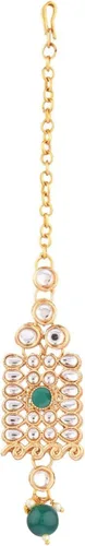 Vista 9 de Efulgenz Indian Jewelry Set Kundan Crystal Choker Necklace Dangle Earrings Maang Tikka Head Chain Bollywood Wedding Jewelry for Women