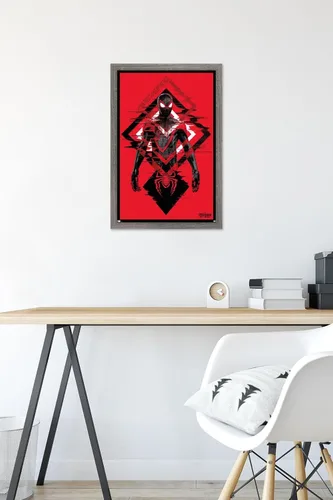 Vista 6 de Trends International Marvel's Spider-Man: Miles Morales - Póster de pared de traje, 14.725 x 22.375 pulgadas, versión enmarcada de madera de granero