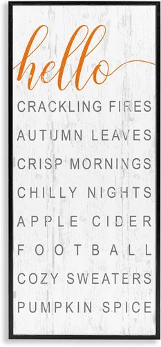 Vista 12 de Hello Fall Favorites Phrases' Framed Giclee Art Stupell Industries White, 10 x 24 Inches, Easy to Hang and Sturdy, Made in USA, by Jessica