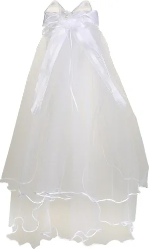 Vista 3 de Niña de las flores primera Comunión velo dos capas de tul y Tiara Conecte el estilo # 107