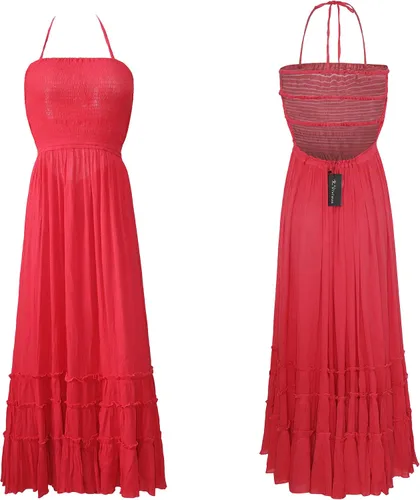 Vista 3 de RVivimos - Vestido largo de verano de algodón sin espalda sexy