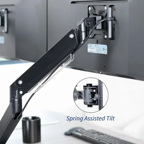 Vista 5 de VIVO Brazos resistentes de aluminio de alta calidad, se adapta a 2 monitores ultraanchos de hasta 38 pulgadas, soporte de escritorio para monitor