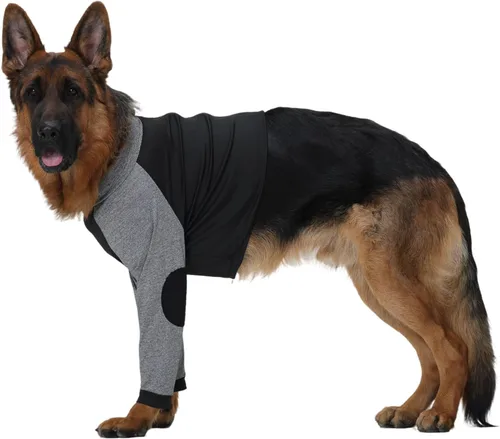 Vista 20 de LeLePet Traje de recuperación para perros para las patas delanteras, manga para perros para detener la lamida, protector de codo para lesiones