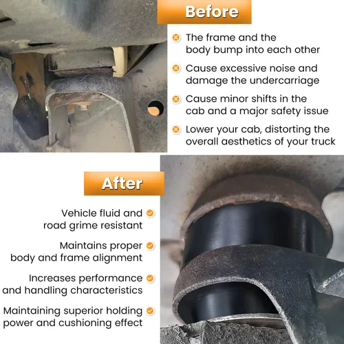 Vista 5 de 7-141 Kit de bujes de montaje en cuerpo y cabina para Chevy Silverado y Sierra 1500/2500 2WD/4WD 1999-2014 Soportes y arandelas de cabina de cuerpo