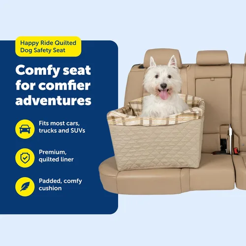 Vista 5 de PetSafe Solvit Asiento de seguridad para perros, grande, Deluxe, Marrón topo Rigid Frame, No Tools, Quilted Liner and Pillow, Machine Washable