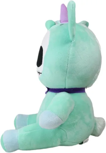 Vista 7 de Ebros Gift Furrybones más grande azul cielo unicornio encantado Unie lindo esqueleto monstruo con cuerno rosa, figura suave, huesos peludos