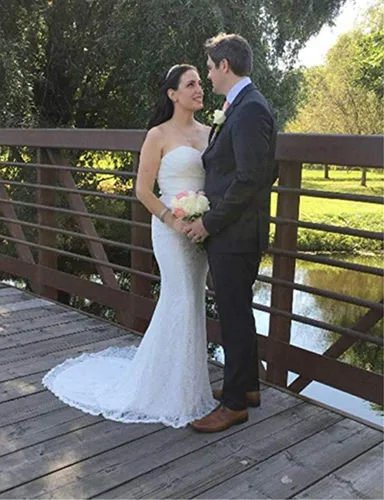 Vista 5 de Likedpage - Vestidos de novia, corte de sirena, con encaje, para mujer