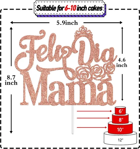 Vista 2 de Feliz Dia Mama - Decoración para tartas, decoración de pastel con la mejor mamá del mundo de España, suministros de fiesta para el día de la madre