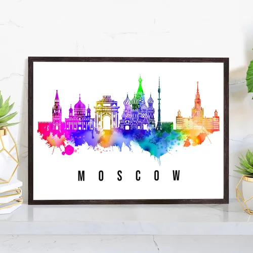 Vista 33 de Pera Print Póster de Rusia, póster de Rusia-Arkhangelsk, ilustración de Rusia Skyline City, póster de horizonte moderno, impresión de paisaje urbano