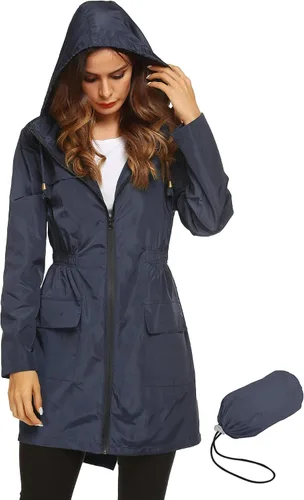 Vista 16 de LOMON Chaqueta ligera impermeable con capucha para mujer, para exteriores
