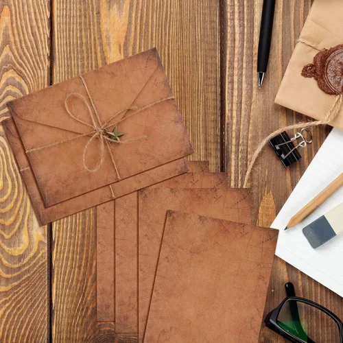 Vista 7 de Juego de sobres y papel de papelería vintage, carta y sobres de papel de escritura, incluye hojas de papel de carta antiguos, sobres de estraza