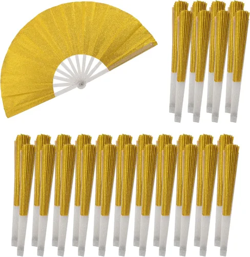 Vista 18 de 10 ventiladores plegables grandes de mano para hombres y mujeres, abanicos decorativos plegables, accesorios rave, utilizado para bailes, fiestas