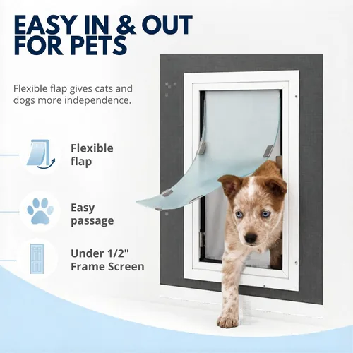 Vista 2 de Puertas de pantalla para gatos y perros Solapa única Puertas de pantalla de marco de 1/2 pulgada solamente Requiere instalación especializada