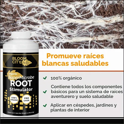 Vista 2 de Estimulante orgánico de raíces, fórmula de salmón y algas marinas, rico en microbios y micorrizas de Bloom City, 1/2 pinta (8 oz)