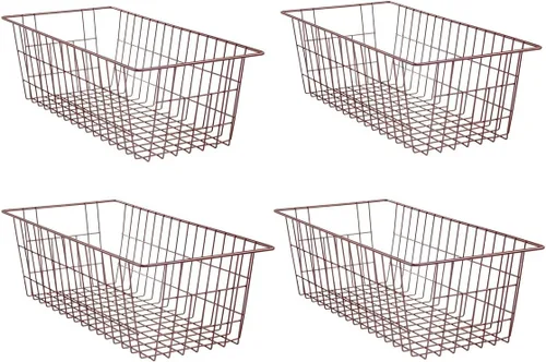 Vista 11 de SANNO Organizador de cesta para congelador, divisor de almacenamiento de alambre de metal para refrigerador, contenedores domésticos con asas