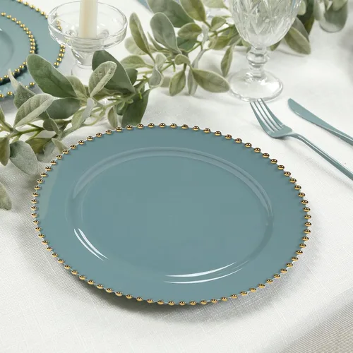Vista 44 de Efavormart - Paquete de 10 platos de postre de plástico transparente rubor con borde de cuentas, platos redondos desechables para ensalada, 8